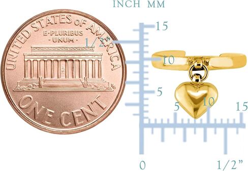 14K الذهب الأصفر يتدلى من القلب نمط القابل للتعديل حلقة اصبع القدم in Saudi Arabia