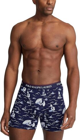 Polo Ralph Lauren 3 قطع من الملابس الداخلية ذات المقاس الكلاسيكي للملاكم Cruise Navy/Yellowfin/Rugby Royal All Over Pony Player/Rugby Royal MD in Saudi Arabia