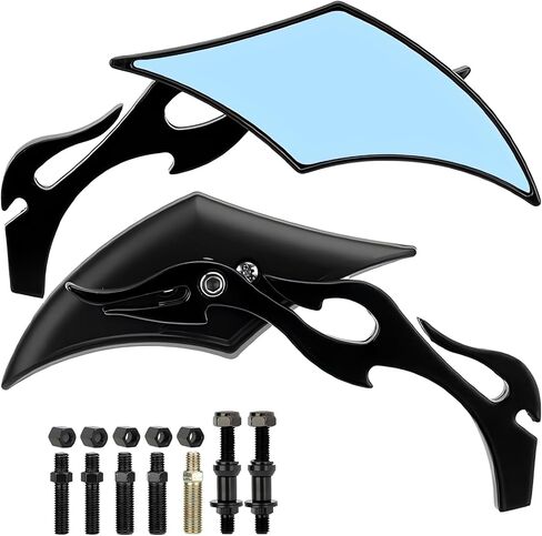 Motorcycle Mirrors Black Diamond Rearview Side Mirror Blue Lens 8MM 10MM 360 Degree Universal Replacement for Harley Softail Dyna Sportster Street Bike Scooter Chopper Cruiser in Kuwait