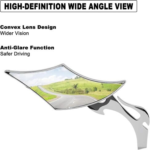 Motorcycle Mirrors Black Diamond Rearview Side Mirror Blue Lens 8MM 10MM 360 Degree Universal Replacement for Harley Softail Dyna Sportster Street Bike Scooter Chopper Cruiser in Kuwait