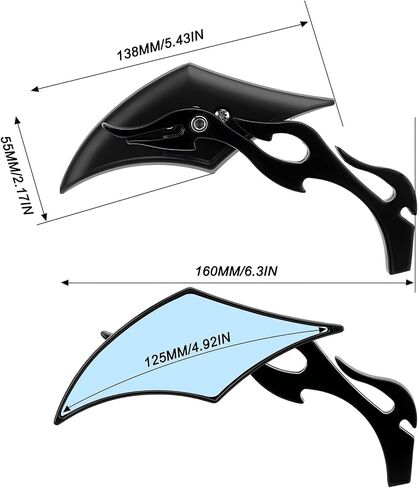 Motorcycle Mirrors Black Diamond Rearview Side Mirror Blue Lens 8MM 10MM 360 Degree Universal Replacement for Harley Softail Dyna Sportster Street Bike Scooter Chopper Cruiser in Kuwait