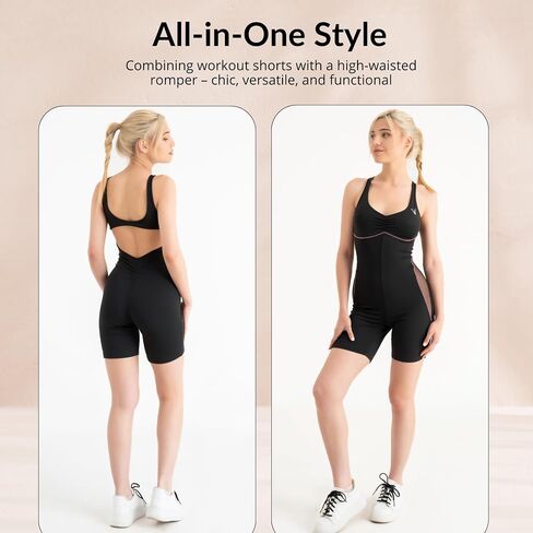 Girl's Workout Romper with Built-In Bra, Jumpsuit Shorts for Yoga, Running & Everyday Comfort, Designed in Italy in Saudi Arabia
