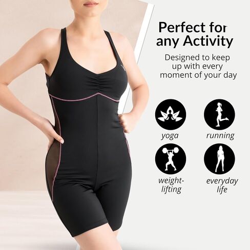 Girl's Workout Romper with Built-In Bra, Jumpsuit Shorts for Yoga, Running & Everyday Comfort, Designed in Italy in Saudi Arabia