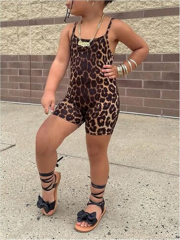 Soly Hux Girl's Leopard Cami Romper Cheetah Print Summer Plexsuit in Kuwait