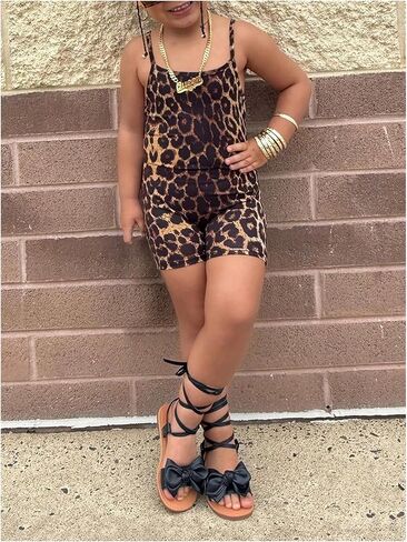 Soly Hux Girl's Leopard Cami Romper Cheetah Print Summer Plexsuit in Kuwait