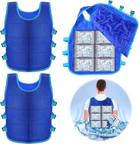 سترة تبريد Jexine 2 PCS مع 48 PCS ICE Pack Stefe Amance Ice Vest للرجال in Saudi Arabia