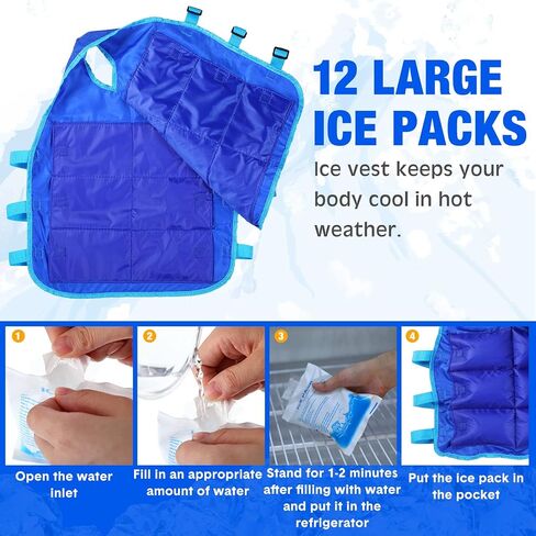 سترة تبريد Jexine 2 PCS مع 48 PCS ICE Pack Stefe Amance Ice Vest للرجال in Saudi Arabia