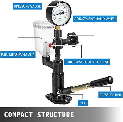 VEVOR 400BAR DIESEL Rejector Tester 6000psi enjector uzzle tester مع مقياس مزدوج المقياس لضبط ضغط فوهة الحاقن واختبار فوهة حقن الديزل in Kuwait