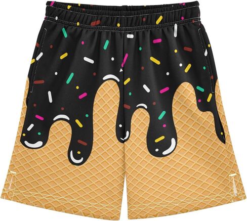 Athletic Gym Shorts Boys Casual Shorts Elastic Waist with Pockets, Summer Kids Bottom for Sports Homewear 7-15 Years in Kuwait