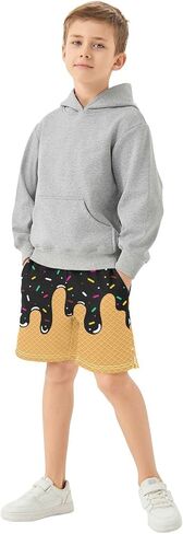 Athletic Gym Shorts Boys Casual Shorts Elastic Waist with Pockets, Summer Kids Bottom for Sports Homewear 7-15 Years in Kuwait