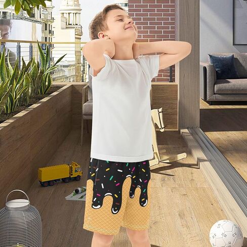 Athletic Gym Shorts Boys Casual Shorts Elastic Waist with Pockets, Summer Kids Bottom for Sports Homewear 7-15 Years in Kuwait