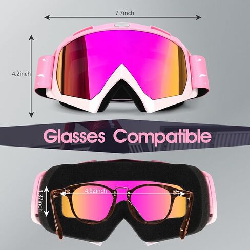 Motorcycle Goggles, Dirt Bike ATV Riding Off-Road Ski Goggles UV Anti-Fog Windproof Dustproof for Men & Women in Saudi Arabia
