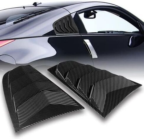 2 قطعة ABS البلاستيكية الجانبية الخلفية النافذة Sunshade مغرفة الغطاء تنفيس متنافس مع 2003-2008 نيسان 350Z Z33 ، 2004 2005 2006 (أسود) in Kuwait