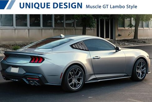 Kewisauto الجانبية نافذة Subover for Mustang 2024 2025 ، GT LAMBO على غرار الربع الخلفي من الزجاج الأمامي الظل الشمس الغلاف الجانبي مغرفة لفورد موستانج 2024 2025 الملحقات (أسود لامع) in Saudi Arabia