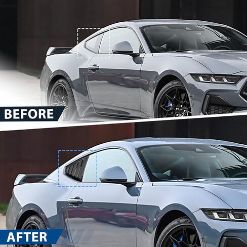 Kewisauto الجانبية نافذة Subover for Mustang 2024 2025 ، GT LAMBO على غرار الربع الخلفي من الزجاج الأمامي الظل الشمس الغلاف الجانبي مغرفة لفورد موستانج 2024 2025 الملحقات (أسود لامع) in Saudi Arabia