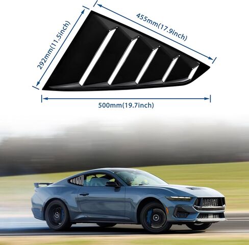 Kewisauto الجانبية نافذة Subover for Mustang 2024 2025 ، GT LAMBO على غرار الربع الخلفي من الزجاج الأمامي الظل الشمس الغلاف الجانبي مغرفة لفورد موستانج 2024 2025 الملحقات (أسود لامع) in Saudi Arabia