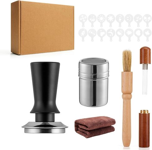 24pcs Espresso Tamper Set, Barista Tools Kit for Coffee Machine, Spring-Loaded 304 Stainless Steel Base 30lbs Coffee Calibrated Tamper kits for Enjoying cafes Home Office hotels(51mm) in Saudi Arabia