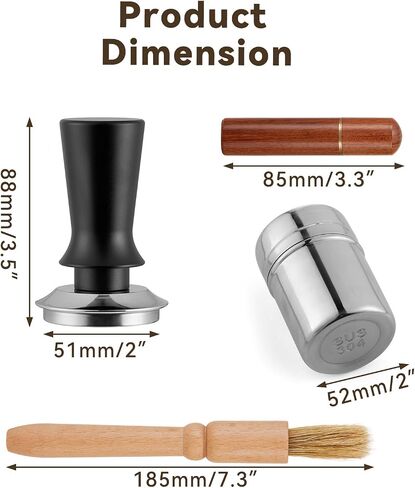24pcs Espresso Tamper Set, Barista Tools Kit for Coffee Machine, Spring-Loaded 304 Stainless Steel Base 30lbs Coffee Calibrated Tamper kits for Enjoying cafes Home Office hotels(51mm) in Saudi Arabia