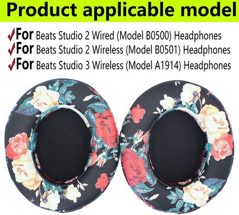 وسائد أذن بديلة متوافقة مع Beats by Dr.Dre Studio 2.0 B0500 B0501 سماعات رأس لاسلكية/سلكية Studio 3.0 ناعمة ومريحة مصنوعة من جلد بروتين وإسفنج مرن مرن (وردي) in Kuwait