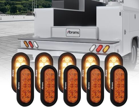Abrams 6 Inch White 10 LED Trailer Tail Light - Oval Truck DOT Certified Reverse Back Up Lights – IP67 Waterproof RV Semi Truck Taillight – Bright LEDs Colored Lens, Grommet & Plugs Included - 2 Pack in Kuwait