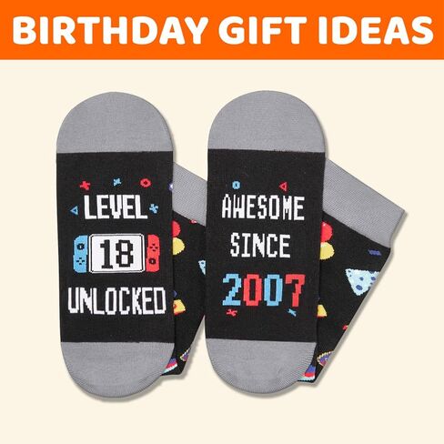 HAPPYPOP 18th Birthday Gift Ideas for Boys Girls - Awesome Since 2007 Birthday Socks with Greeting Card in Saudi Arabia