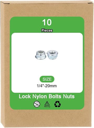 uxcell 1/4"x20mm Flange Nylon Insert Lock Nuts, 10Pcs Carbon Steel Hex Lock Nuts Self Locking Nuts for Industrial Construction Fasteners, White in Saudi Arabia