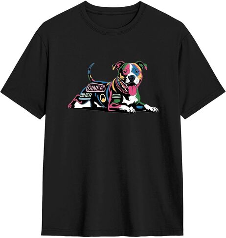 Jexicace Men's Cotton T-Shirts - Pop Art Design Pattern Puppy Adopt Pet Fun Graphic for Cute Dog Lovers Gift 1750044366050 in Saudi Arabia