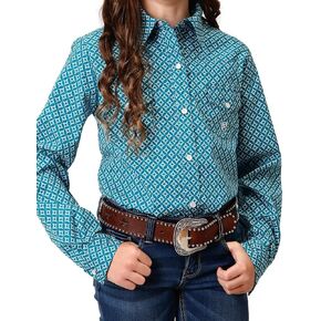 Roper Western Shirt Girls L/S Print Snap Turquoise 03-080-0225-6019 BU in Kuwait