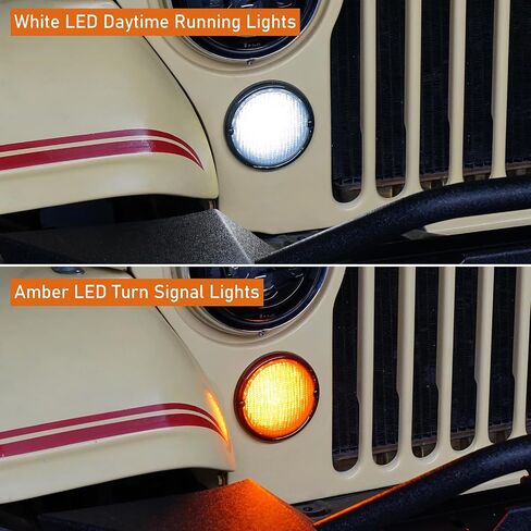 Hooke Road Front Turn Signal Lights Parking Light LED Amber Lamps and White DRL with Smoke Lens for 1976-1986 Jeep CJ5 CJ7 CJ8 Scrambler (Pack of 2) in Saudi Arabia