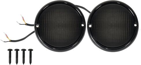Hooke Road Front Turn Signal Lights Parking Light LED Amber Lamps and White DRL with Smoke Lens for 1976-1986 Jeep CJ5 CJ7 CJ8 Scrambler (Pack of 2) in Saudi Arabia