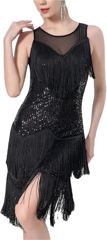 Women's Latin Dance Dress Professional Sequin Tassel Costume for Rumba Cha Cha Tango Stage Performance Outfit in Kuwait
