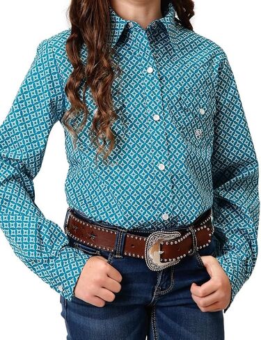Roper Western Shirt Girls L/S Print Snap Turquoise 03-080-0225-6019 BU in Kuwait