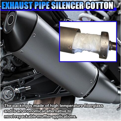 Fiberglass Exhaust Muffler Mat, Soundproofing Muffler Packing, Universal Wrap Accessories for Exhaust Pipe Wrap Silencer, Fits 2-Stroke 4-Stroke Dirt Bike Motorcycle ATV in Saudi Arabia