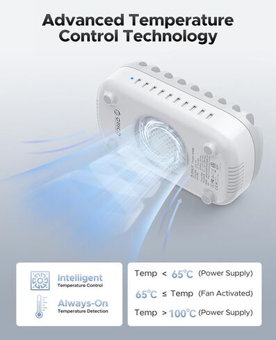 ORICO 120W Charging Station for Multiple Devices, 10-Ports USB Charging Docking Organizer with Cables, Multi USB Charging Station Compatible with iPad, Tablet, Kindle, Airpods and Cell Phone in Kuwait