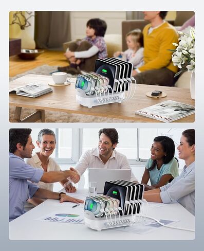 ORICO 120W Charging Station for Multiple Devices, 10-Ports USB Charging Docking Organizer with Cables, Multi USB Charging Station Compatible with iPad, Tablet, Kindle, Airpods and Cell Phone in Kuwait