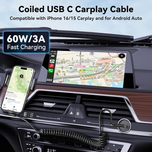 aceyoon [1-2.5ft] USB to USB C Cable, Type C Fast Charging Cable QC 3.0, Coiled Retractable 90 Degree Right Angled, Short Android Auto USB C Charging Cable, (3A 60W) in Saudi Arabia