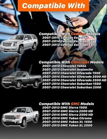 Rear Left Driver Side Exterior Door Handle - Compatible with Chevy, GMC & Cadillac Models - 2007-2014 - Silverado, Sierra, Tahoe, Suburban, Avalanche, Yukon - Replace# 25960521,15915659 in Kuwait