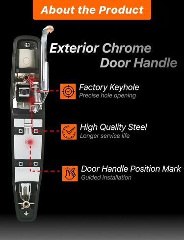 Rear Left Driver Side Exterior Door Handle - Compatible with Chevy, GMC & Cadillac Models - 2007-2014 - Silverado, Sierra, Tahoe, Suburban, Avalanche, Yukon - Replace# 25960521,15915659 in Kuwait