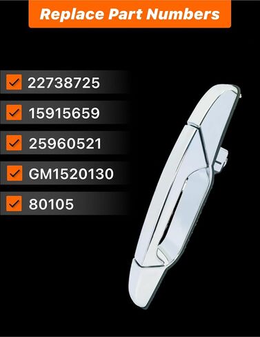 Rear Left Driver Side Exterior Door Handle - Compatible with Chevy, GMC & Cadillac Models - 2007-2014 - Silverado, Sierra, Tahoe, Suburban, Avalanche, Yukon - Replace# 25960521,15915659 in Kuwait