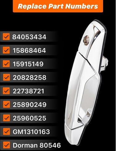 Rear Left Driver Side Exterior Door Handle - Compatible with Chevy, GMC & Cadillac Models - 2007-2014 - Silverado, Sierra, Tahoe, Suburban, Avalanche, Yukon - Replace# 25960521,15915659 in Kuwait