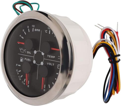 متعدد الوظائف 4in1 85mm مقياس مراقبة الوقت الحقيقي لدراجة نارية قارب RV للسيارة (أسود ° C/BAR) in Kuwait