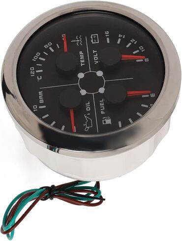 متعدد الوظائف 4in1 85mm مقياس مراقبة الوقت الحقيقي لدراجة نارية قارب RV للسيارة (أسود ° C/BAR) in Kuwait