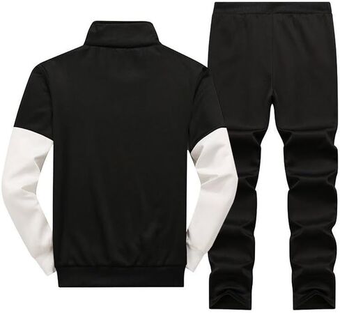 Splicing Stand-up Collar Sweatshirt Suit Casual Sports Cardigan Two-piece Suit in Saudi Arabia