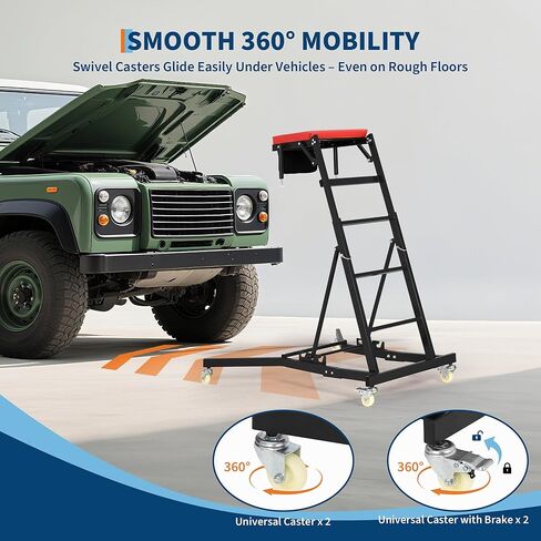 Top Automotive Creeper, 400LBS Capacity Adjustable Car Creeper (49.2"-68.9") with Locking Wheels & Tool Pouch, High Top Mechanic Creeper for Trucks, Garage Repair in Kuwait