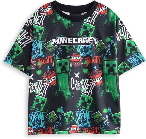 Minecraft Boys 2 Pack Pajama تعيين خيار طويل أو قصير | الأطفال غرافيتي طباعة PJS متعددة الحزم | Kids Night Forms and Tops in Kuwait
