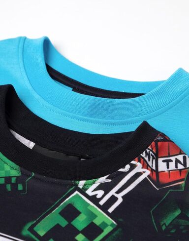 Minecraft Boys 2 Pack Pajama تعيين خيار طويل أو قصير | الأطفال غرافيتي طباعة PJS متعددة الحزم | Kids Night Forms and Tops in Kuwait
