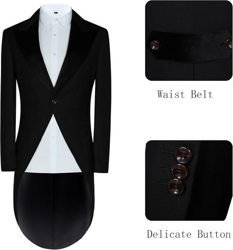 Men's 3 Piece Suit for Groom Men's Wedding Morning Suit with Tailcoat Tuxedo Long Tail Double Breasted Vest Pants in Kuwait