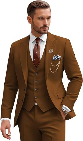 Mens Suit 3 Piece Slim Fit Wedding Business Suits for Men Three Piece Formal Peak Lapel Suit Set Elegant in Saudi Arabia