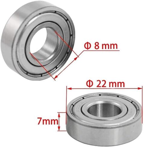 10-100pcs مصغرة مزدوجة صف واحد 608ZZ ABEC-7 Deep Groove Ball تحمل 8x22x7 مم 608 ZZ (10pcs) in Saudi Arabia