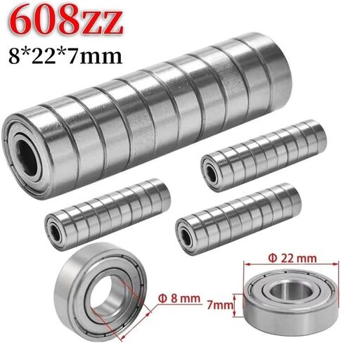 10-100pcs مصغرة مزدوجة صف واحد 608ZZ ABEC-7 Deep Groove Ball تحمل 8x22x7 مم 608 ZZ (10pcs) in Saudi Arabia
